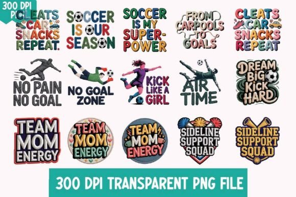 15 Embroidery Soccer PNG Design Bundle Review
