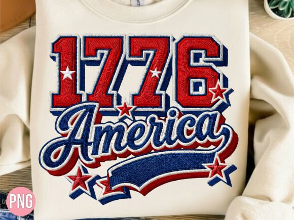 1776 America 3D Embroidery USA PNG