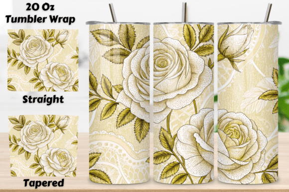 3D Lace Embroidery Rose Seamless Tumbler