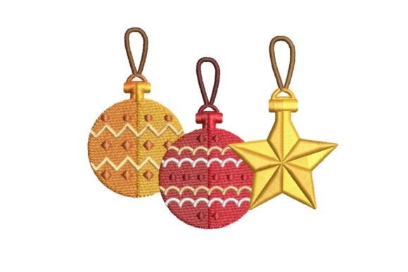 Christmas Ornaments Trio Embroidery Design