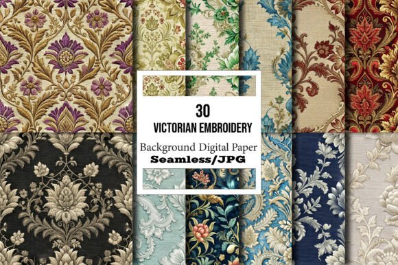 Victorian Embroidery Backgrounds for Seasonal Collections